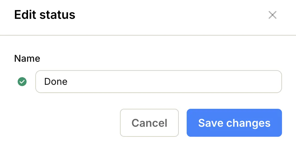 Screenshot: Edit status form